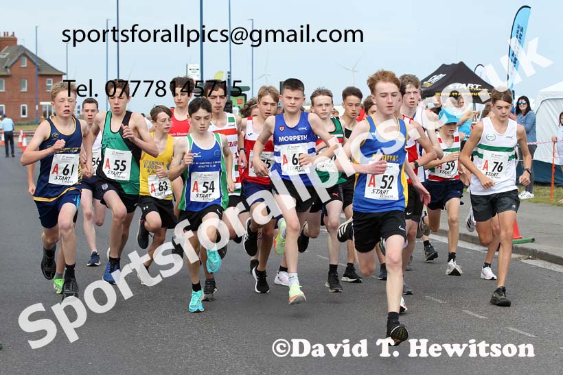 Boys under-15s 2021 Northern 6 and 4 Stage and Young Athletes Road Relays, Redcar. Photo: David T. Hewitson/Sports for All Pics